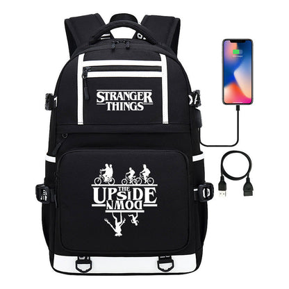 Strange Story Printed Usb Youth Student Backpack For Men And Women's Leisure Travel Backpack