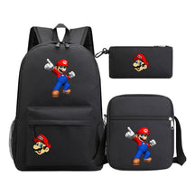 Super Mario Printed Student Backpack Three Piece Set For Men And Women's Backpack Set