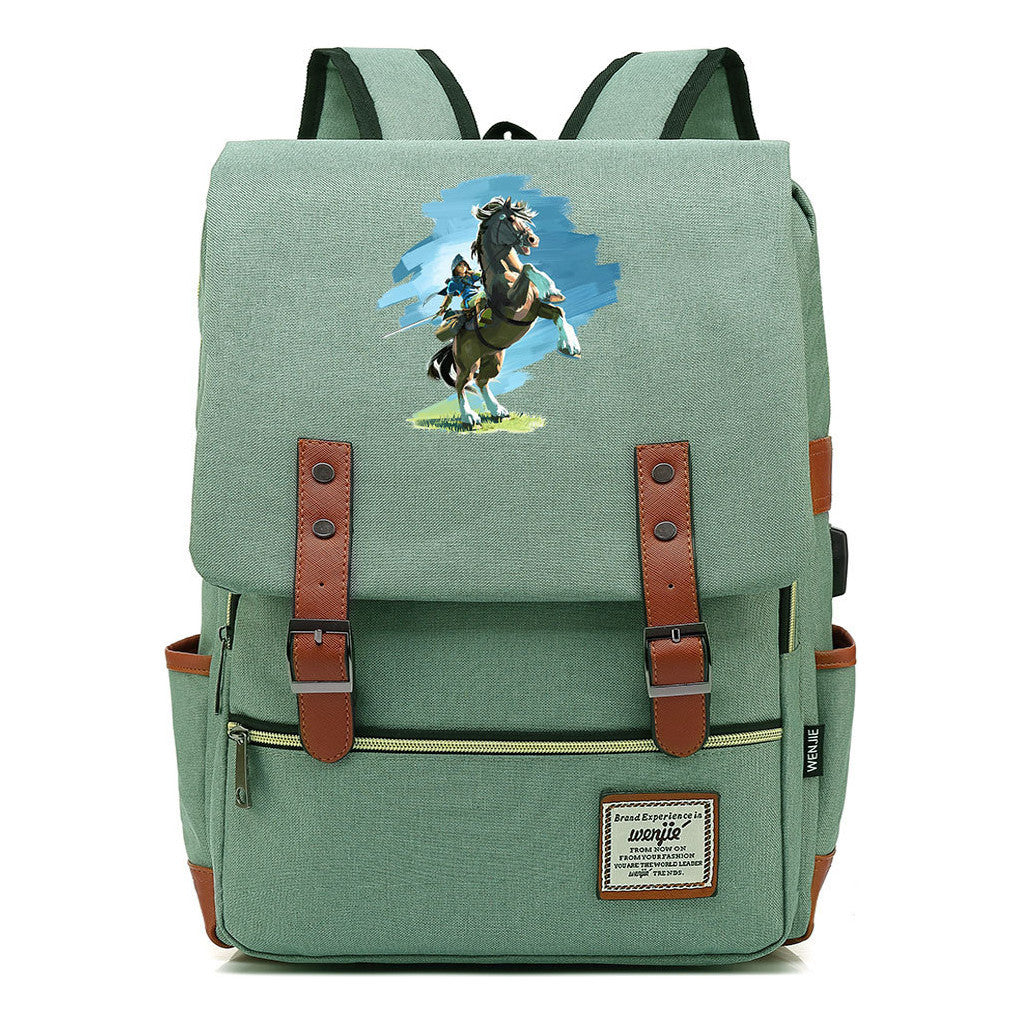 Game Zelda Kingdom Tears Print Youth Student Backpack Usb Casual Backpack