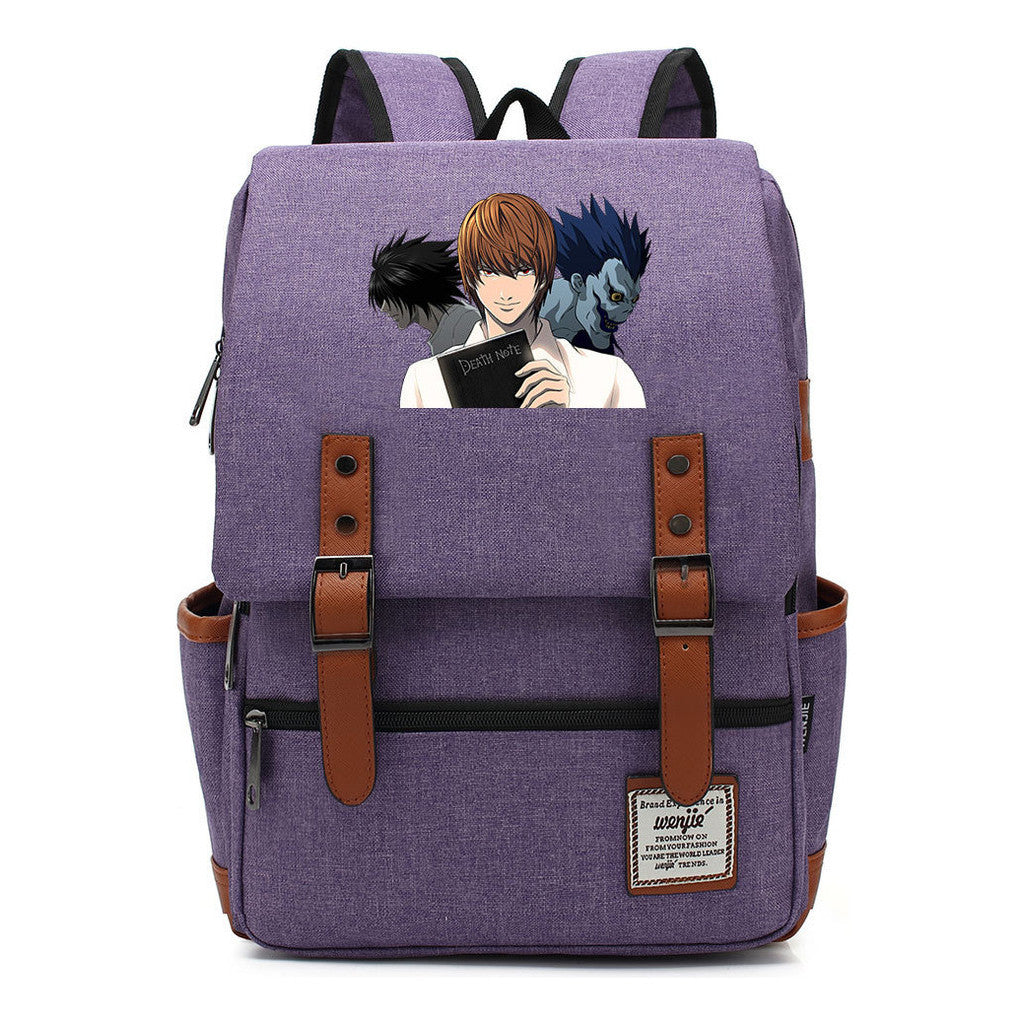 Manga Death Note Youth Student School Bag Men's And Women's Leisure Belt Buckle Backpack