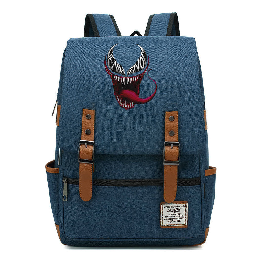 Printed Youth Student School Bag Casual Belt Buckle Classic Backpack
