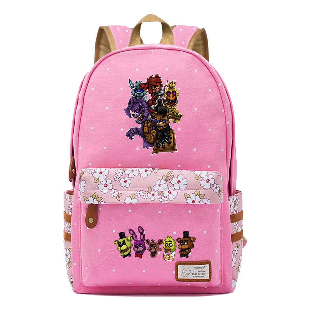 Toy Bear Game, Fashionable Print, Teenage Girl Student Backpack, Casual Canvas Backpack