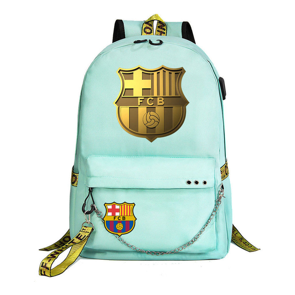 Sports Football Star Printed Usb Student Backpack For Leisure Travel Backpack
