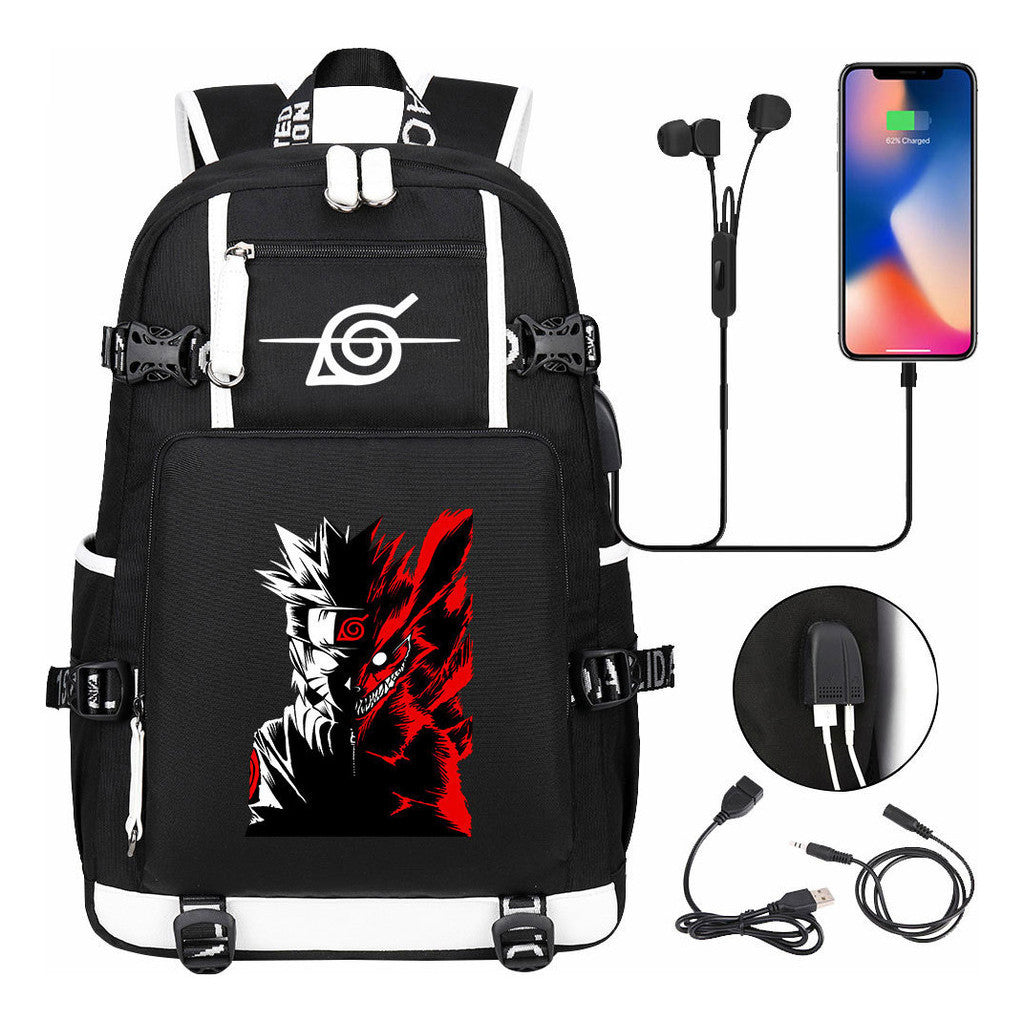Naruto Usb Large Capacity Youth Student Backpack For Men And Women's Leisure Travel Backpack