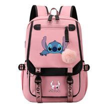 Interstellar Baby Stitch Usb Student Backpack For Boys And Girls, Casual Woven Strap Flip Back Backpack