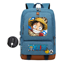 Cartoon One Piece Print Usb Youth Student Backpack For Leisure Travel Backpack