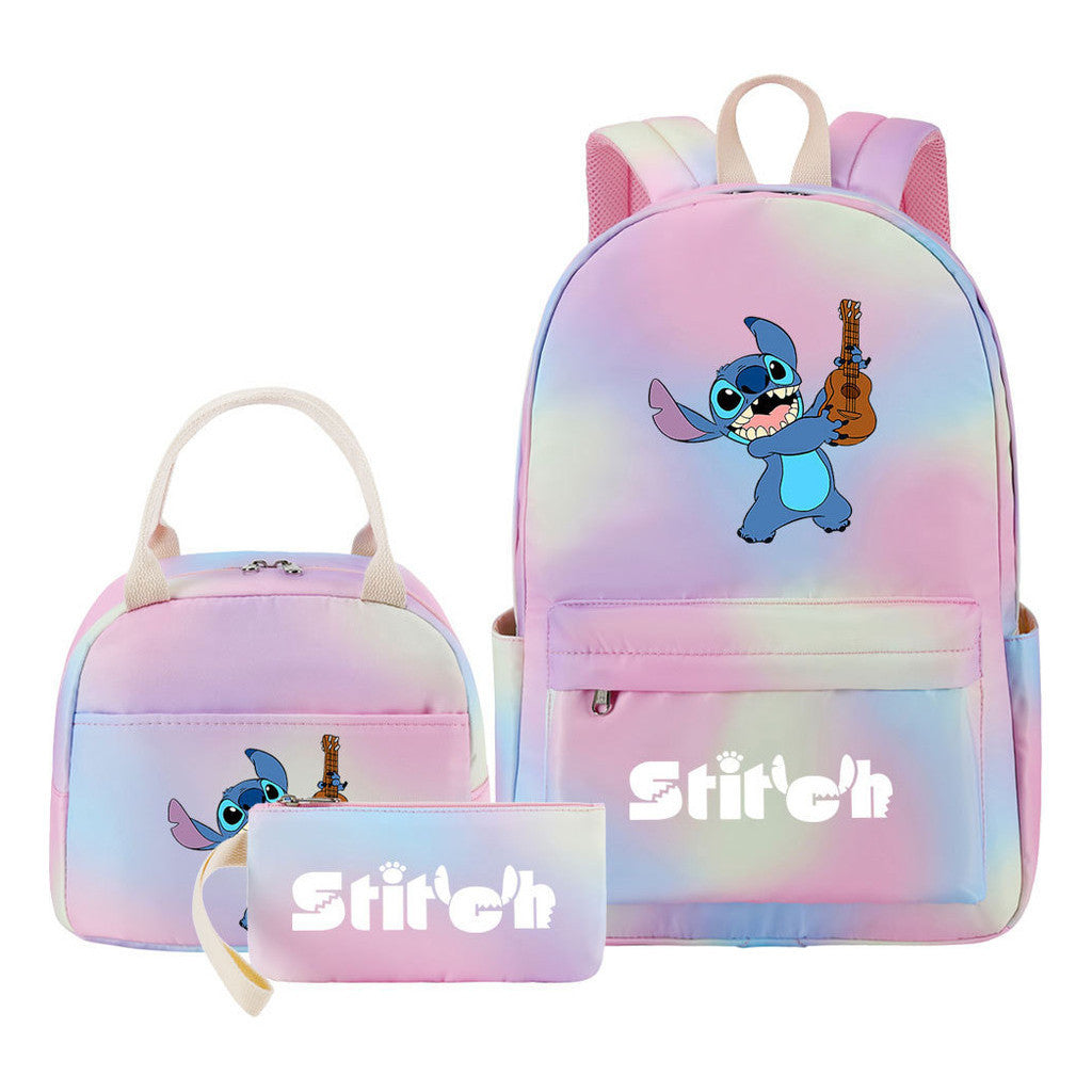 Interstellar Baby Stitch Youth Student Girls School Bag Lunch Bag Three Piece Set Backpack Set