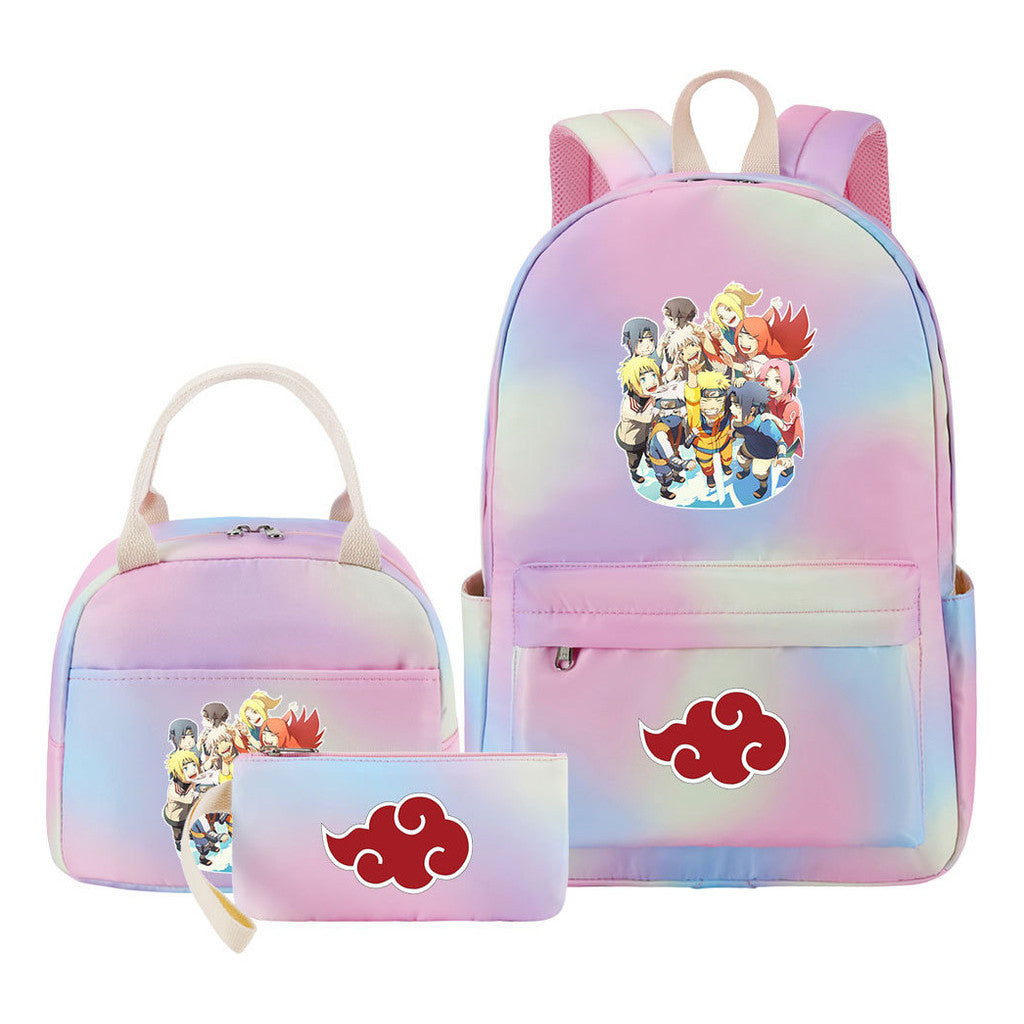 Naruto Student Girl Backpack Lunch Bag Three Piece Set Backpack Set