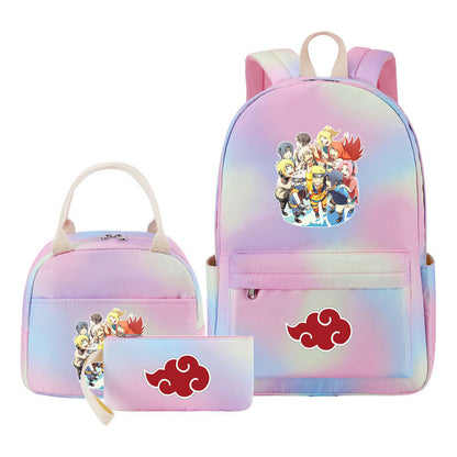 Naruto Student Girl Backpack Lunch Bag Three Piece Set Backpack Set