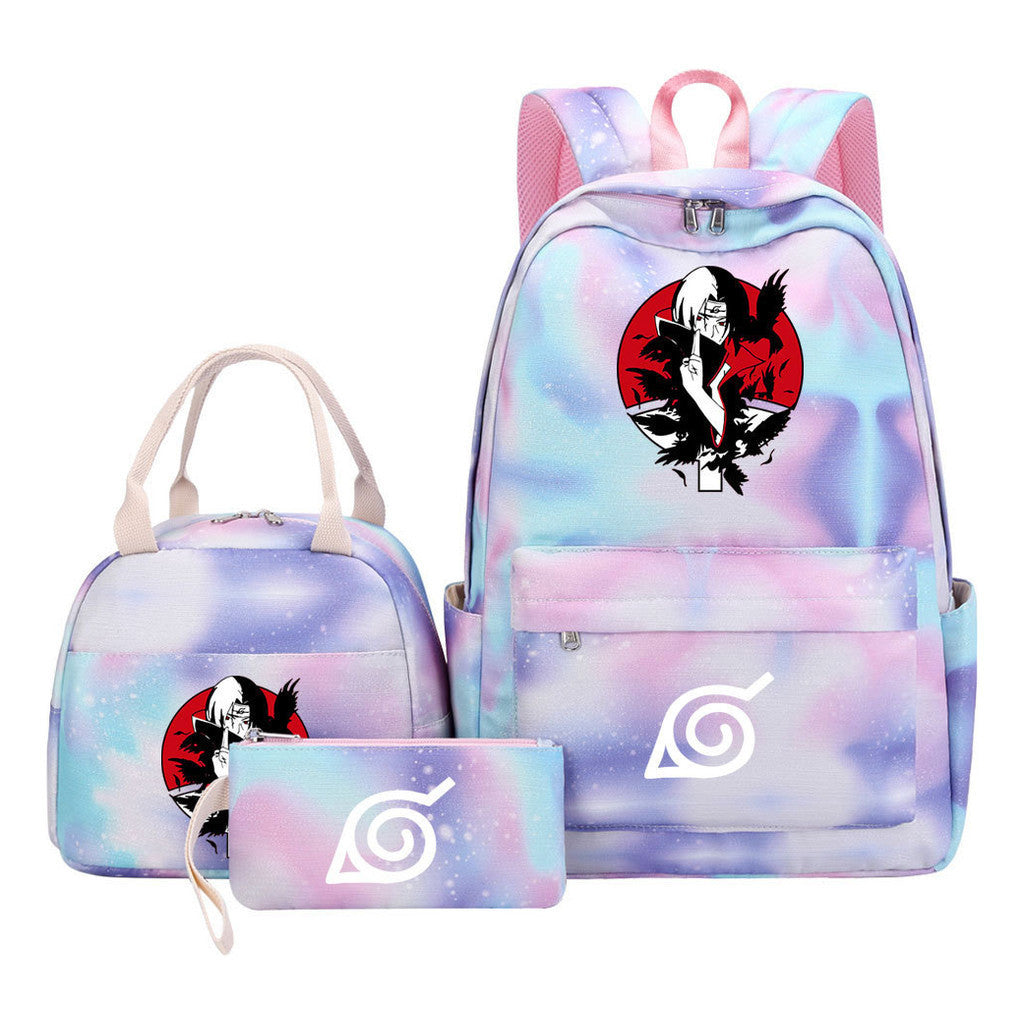 Naruto Teenage Student Girls School Bag Lunch Bag Three Piece Set Backpack Set