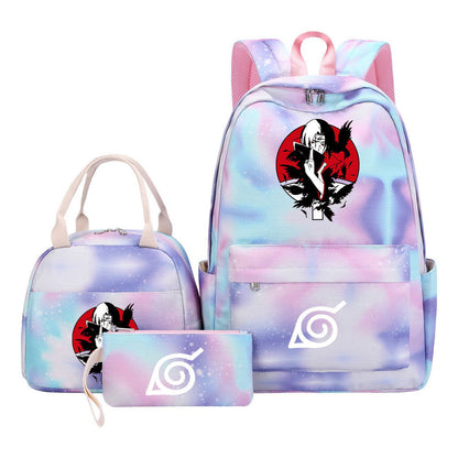 Naruto Teenage Student Girls School Bag Lunch Bag Three Piece Set Backpack Set