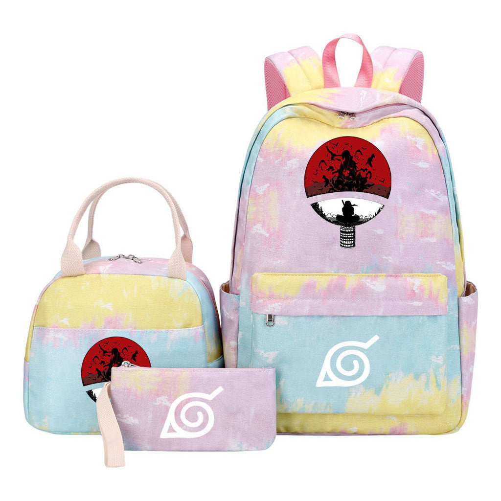 Naruto Teenage Student Girls School Bag Lunch Bag Three Piece Set Backpack Set