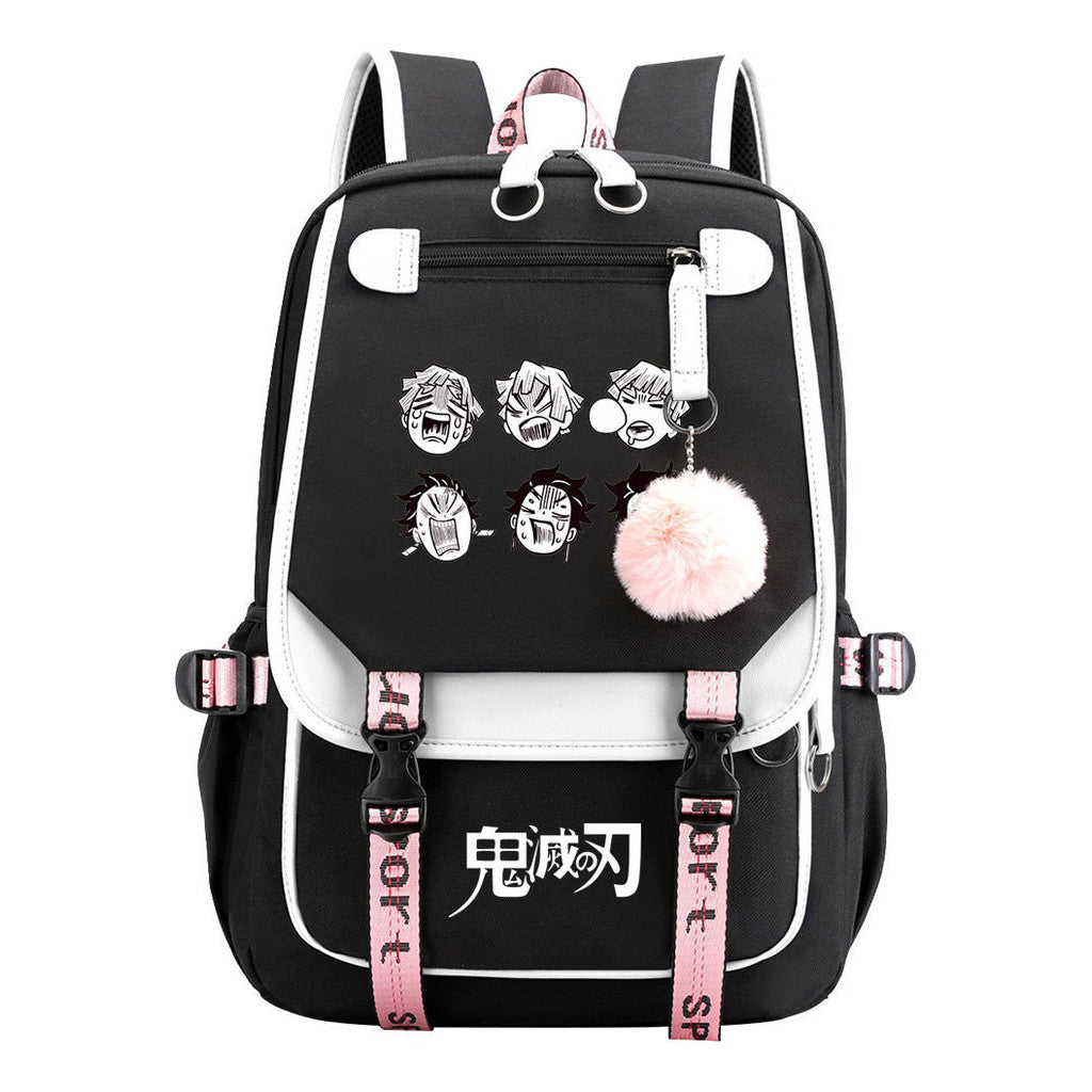 Cartoon Fashion Usb Youth School Bag For Boys And Girls Casual Ribbon Flip Backpack
