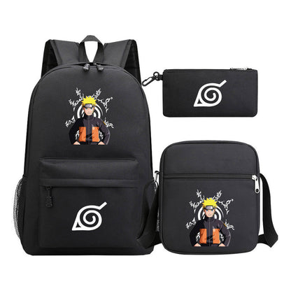 Anime Naruto Starry Sky Student School Bag Three Piece Set Backpack Set