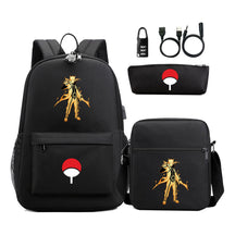 Naruto Usb Password Lock Student Backpack Three Piece Set Backpack Set