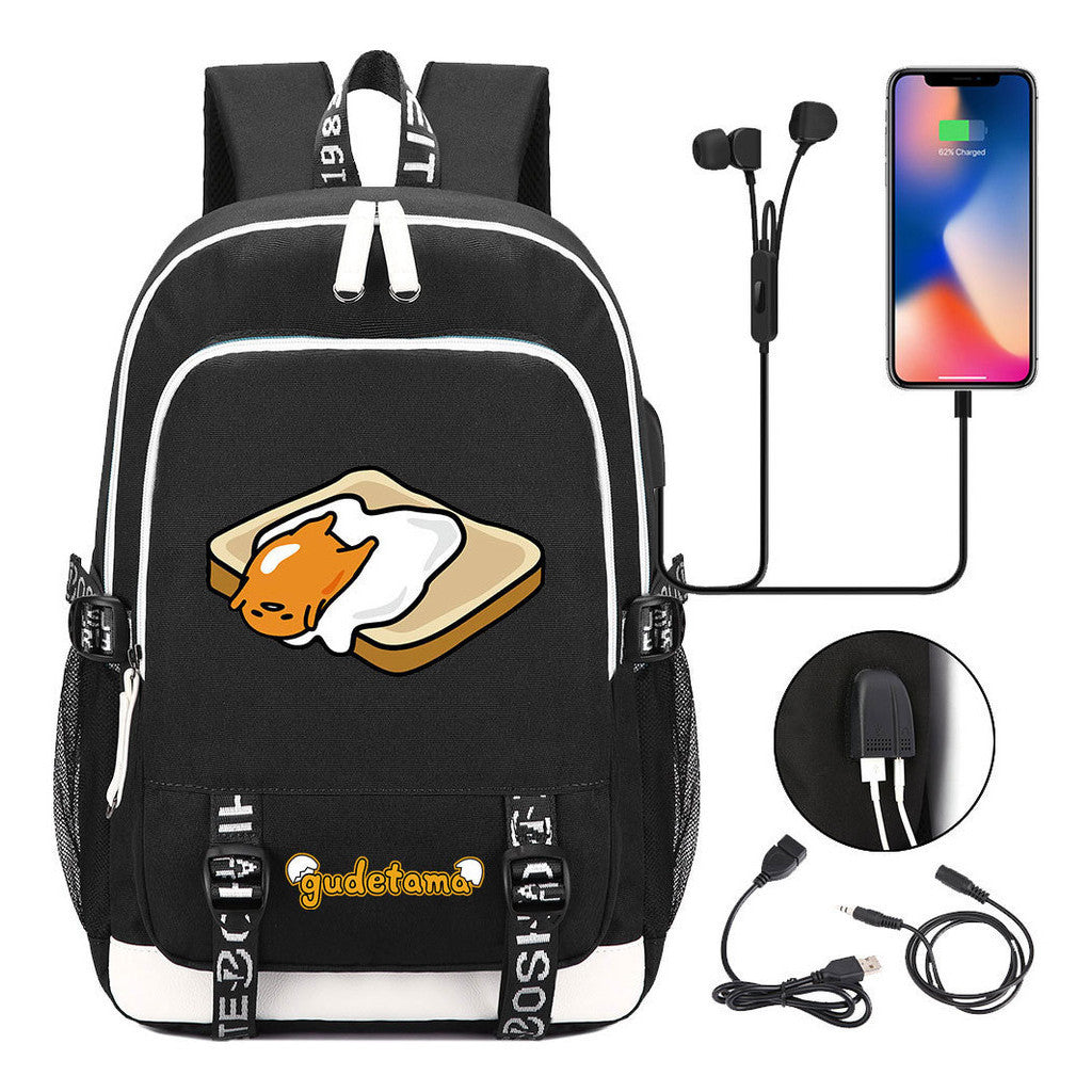 Comic Egg Yolk Lazy Egg Teenage Student Backpack Usb Boys And Girls Casual Backpack