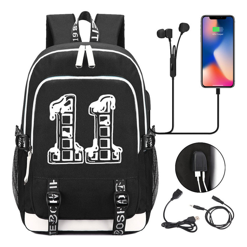 Strange Story Printed Usb Youth Student Backpack For Leisure Travel Backpack