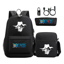 Cartoon Pirate King Usb Password Lock Youth Student School Bag Three Piece Set For Boys And Girls Backpack Set