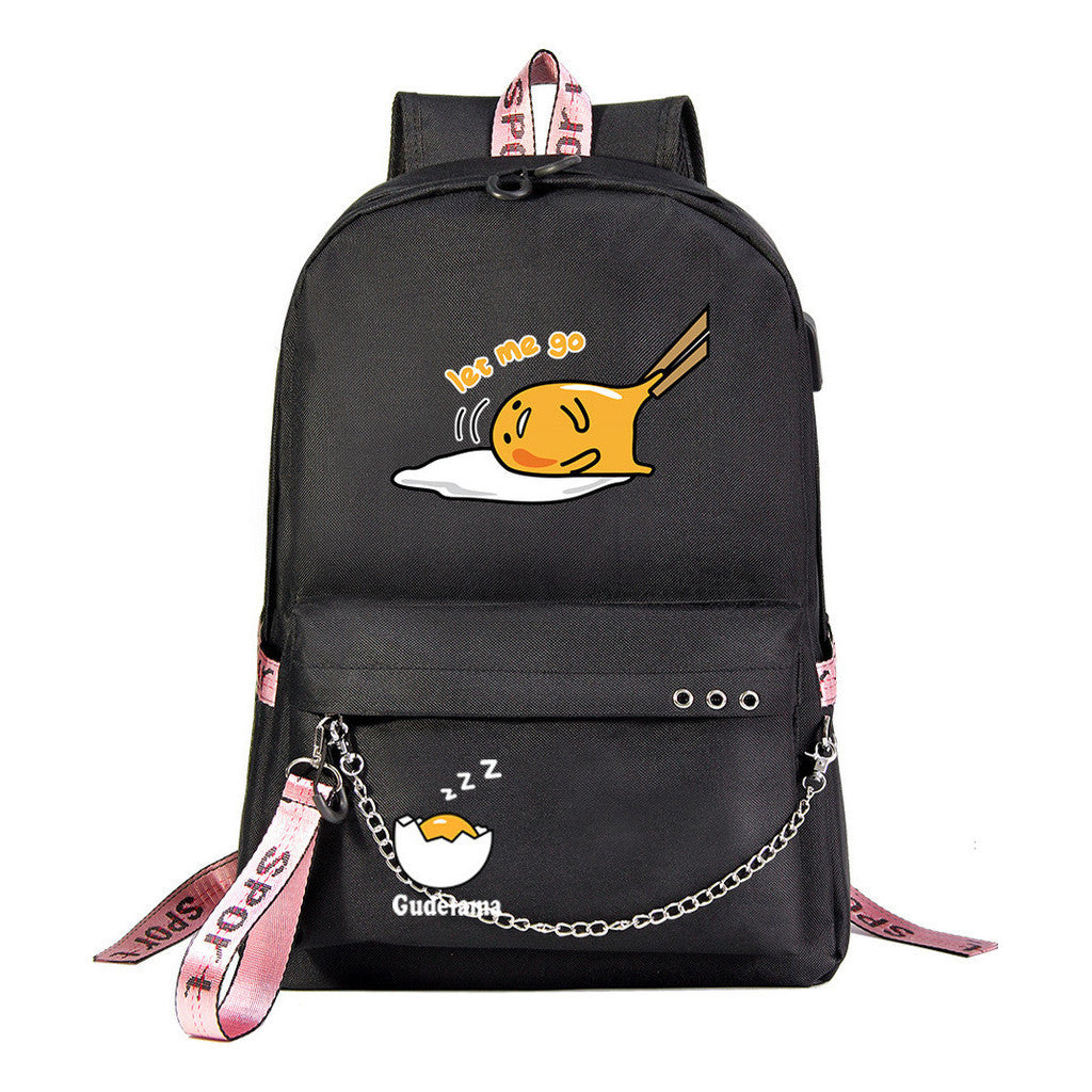 Lazy Egg Usb Youth Student Backpack For Boys And Girls Leisure Travel Backpack