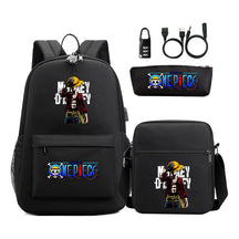 Cartoon Pirate King Usb Password Lock Youth Student Backpack Three Piece Set Backpack