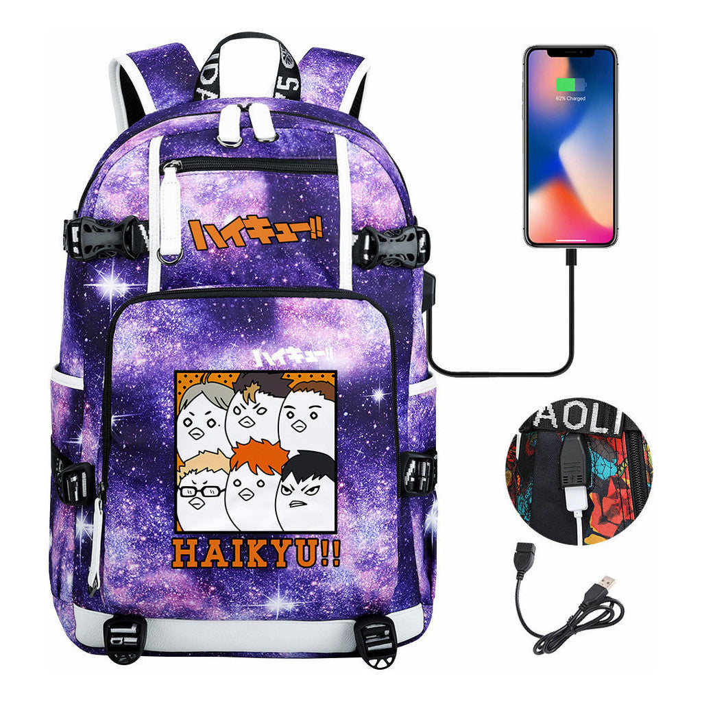 Volleyball Youth Usb Large Capacity Youth Student School Bag Men's And Women's Leisure Travel Backpack