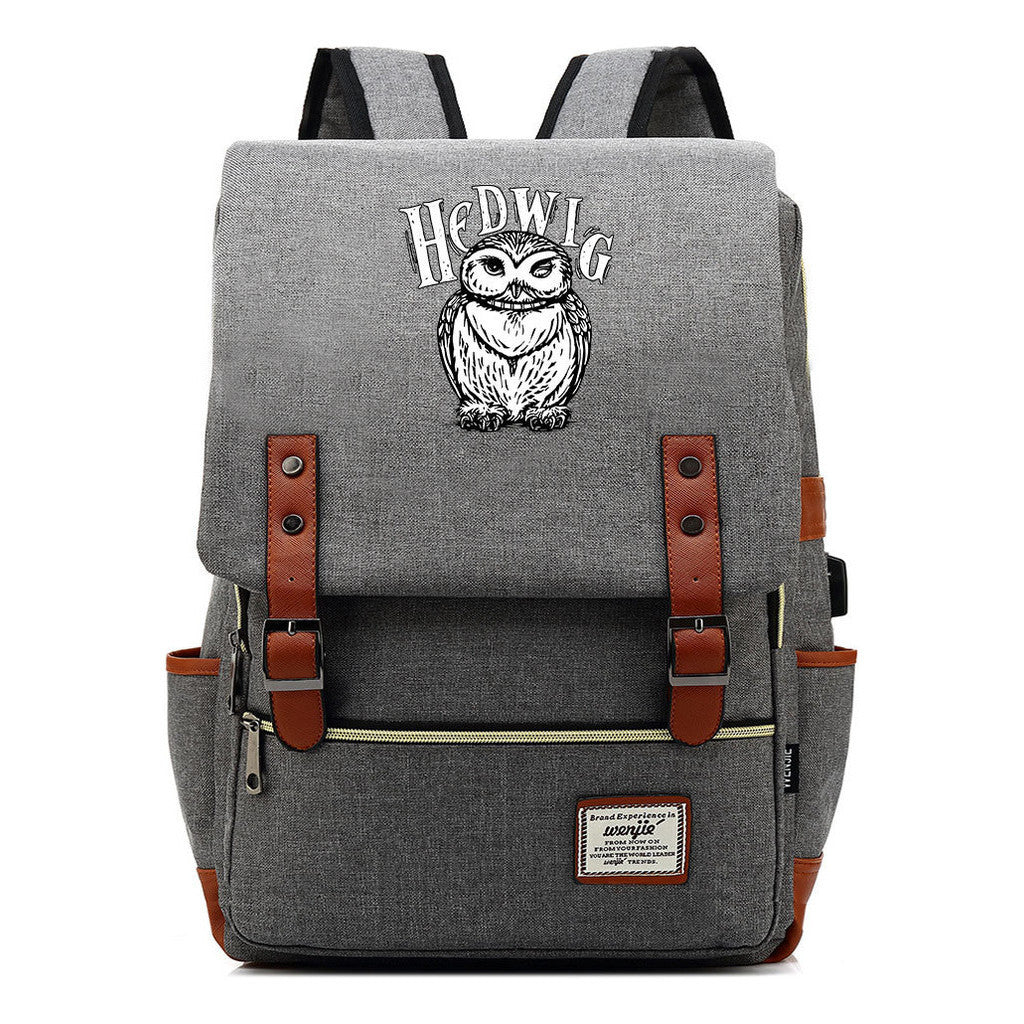 School Of Witchcraft And Wizardry Youth Student Backpack Usb Men's And Women's Leisure Belt Buckle Backpack