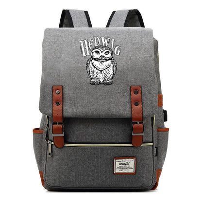 School Of Witchcraft And Wizardry Youth Student Backpack Usb Men's And Women's Leisure Belt Buckle Backpack