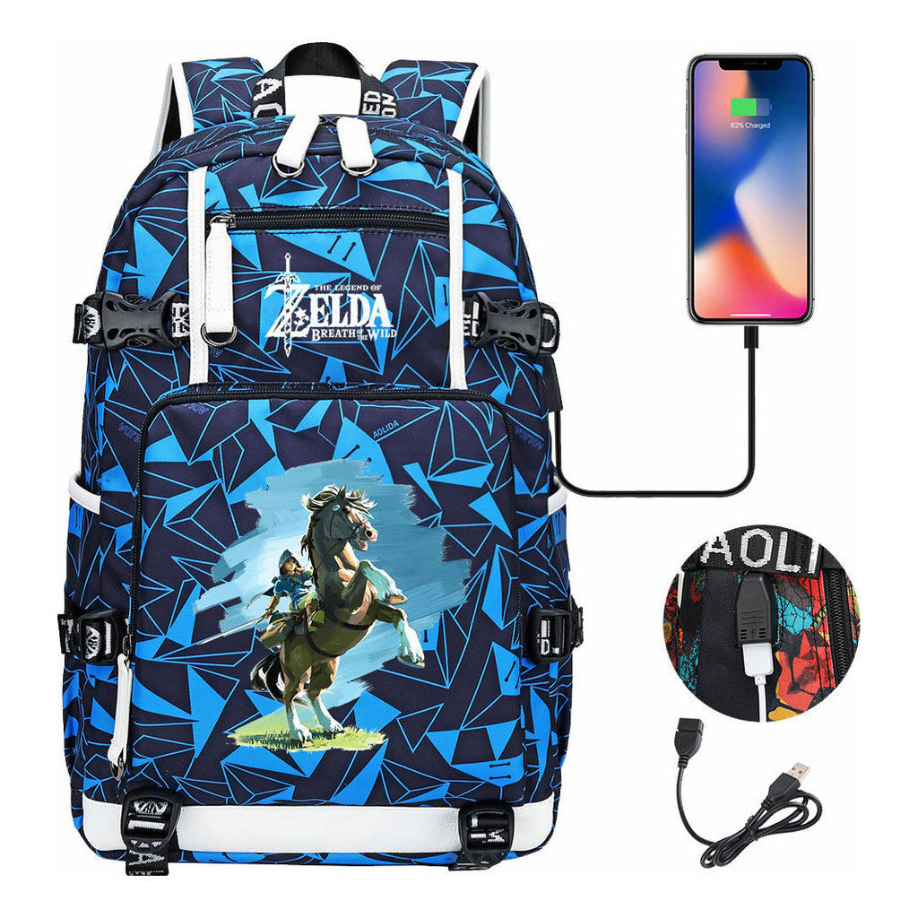Legend Of Zelda Usb Earphones, Youth Backpacks, Men's And Women's Leisure Travel Backpacks