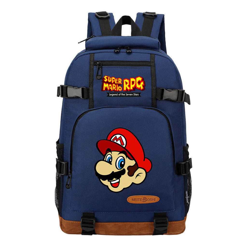 Super Mario Printed Teenage Student Backpack For Men And Women's Leisure Travel Backpack