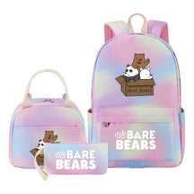 Cartoon Cute Three Bears Youth Student Girls School Bag Lunch Bag Three Piece Set Backpack Set