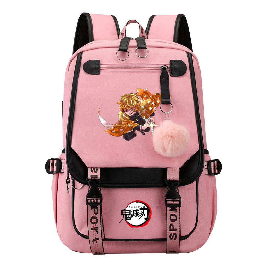 Cartoon Fashion Usb Student Backpack With Casual Woven Strap Flip Back Backpack