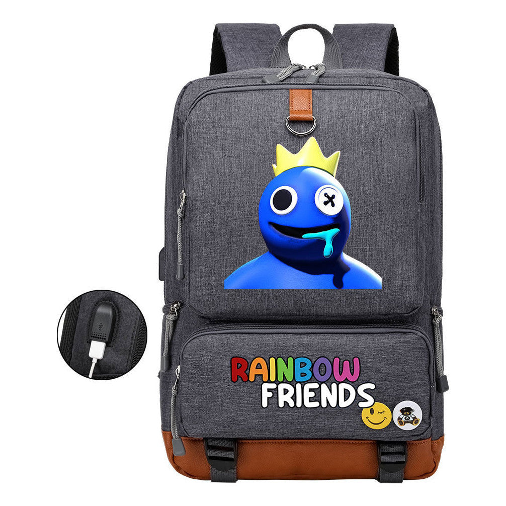 Rainbow Friend Usb Youth School Bag Leisure Travel Backpack