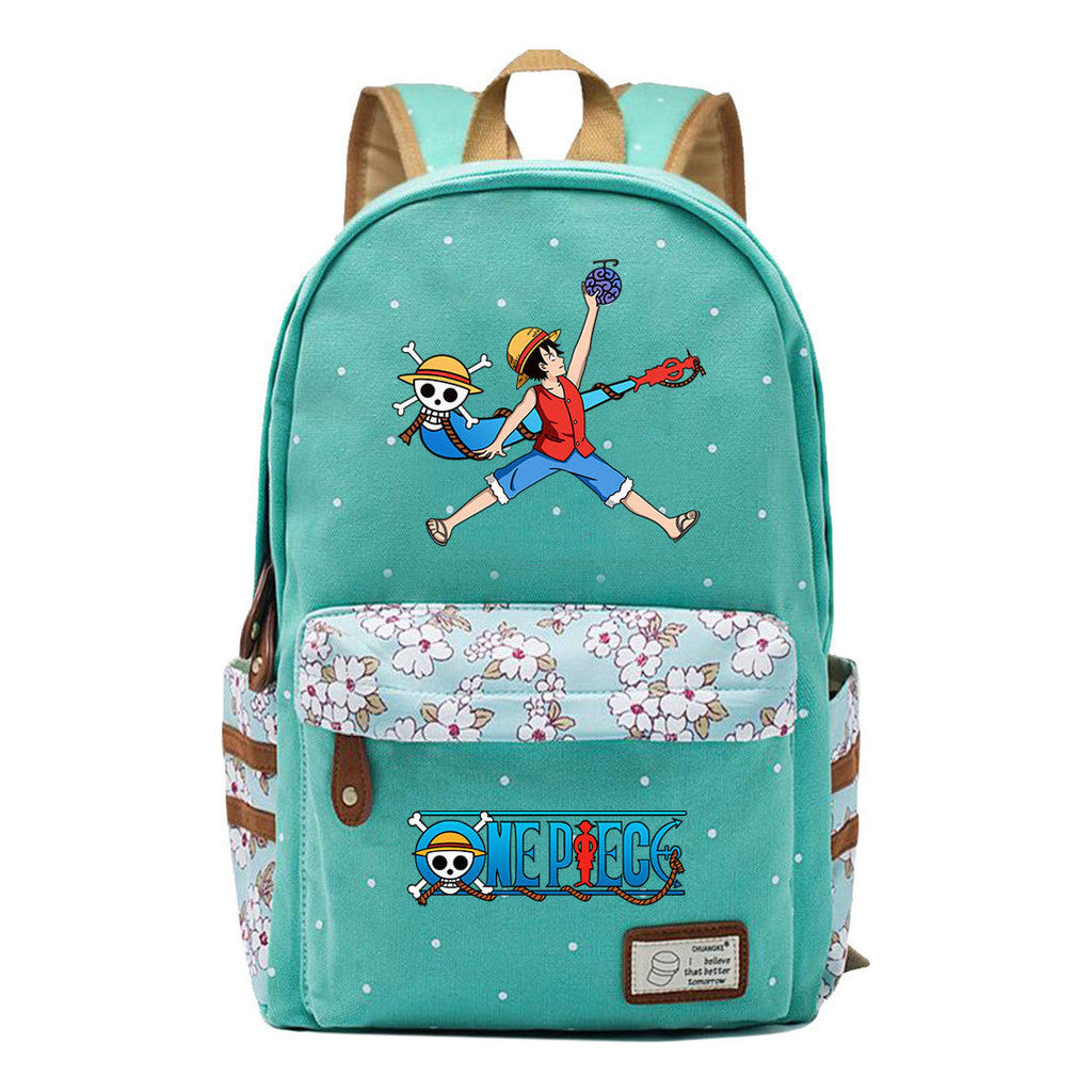 Anime Pirate King Lufei Printed Student School Bag Fragmented Flower Leisure Backpack