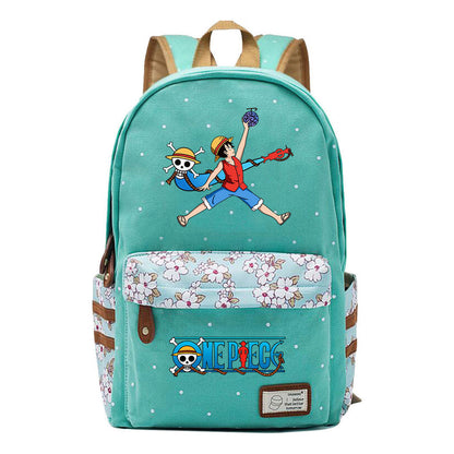 Anime Pirate King Lufei Printed Student School Bag Fragmented Flower Leisure Backpack