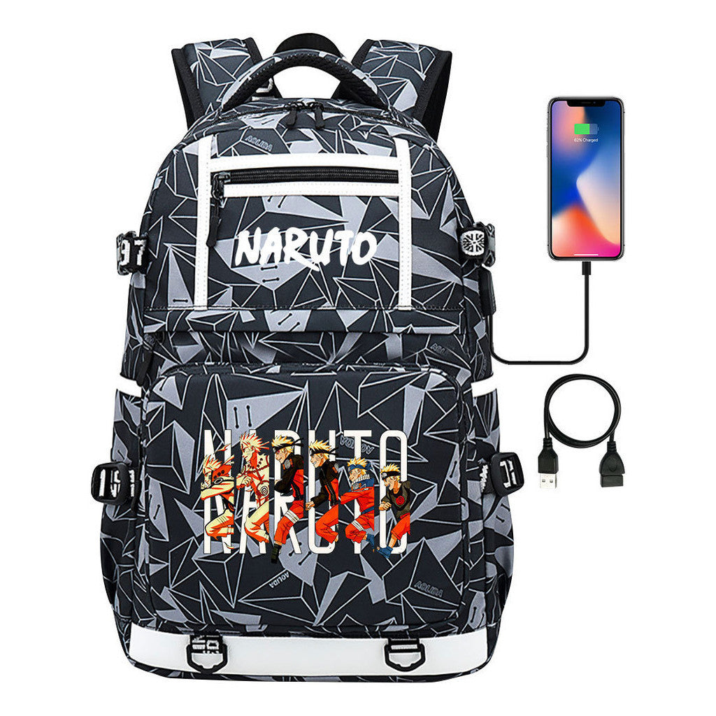 Naruto Usb Youth Student School Bag Men's And Women's Backpack Leisure Travel Bag