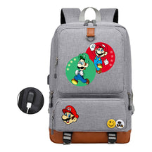 Super Mario Printed Usb Youth Student Backpack For Leisure Travel Backpack