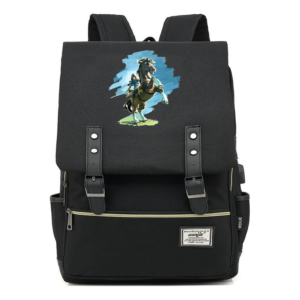 Game Zelda Kingdom Tears Print Youth Student Backpack Usb Casual Backpack