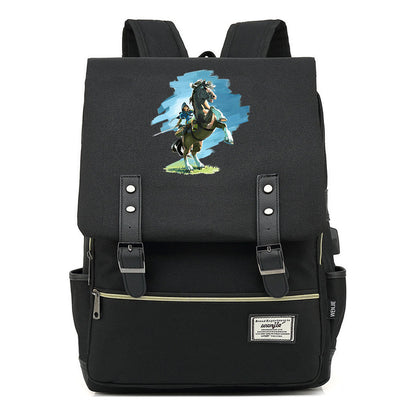 Game Zelda Kingdom Tears Print Youth Student Backpack Usb Casual Backpack