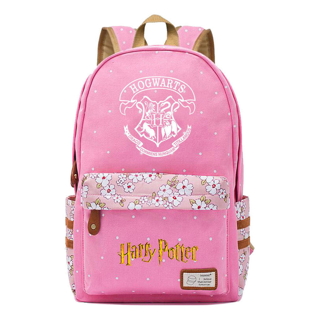 School Of Witchcraft And Wizardry Youth Student Backpack, Floral Canvas, Female Backpack