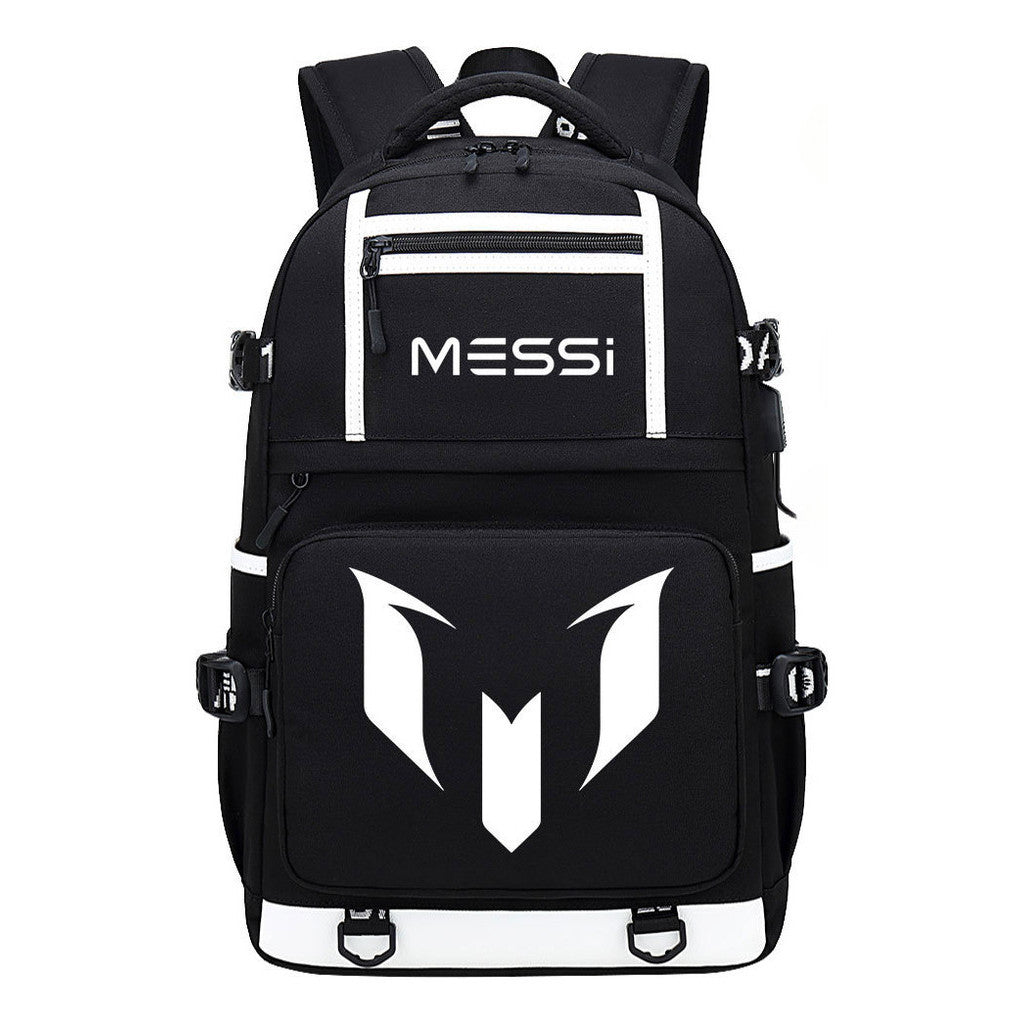 Sports Football Star Printed Usb Youth Student Backpack, Men's And Women's Backpack, Leisure Travel Bag