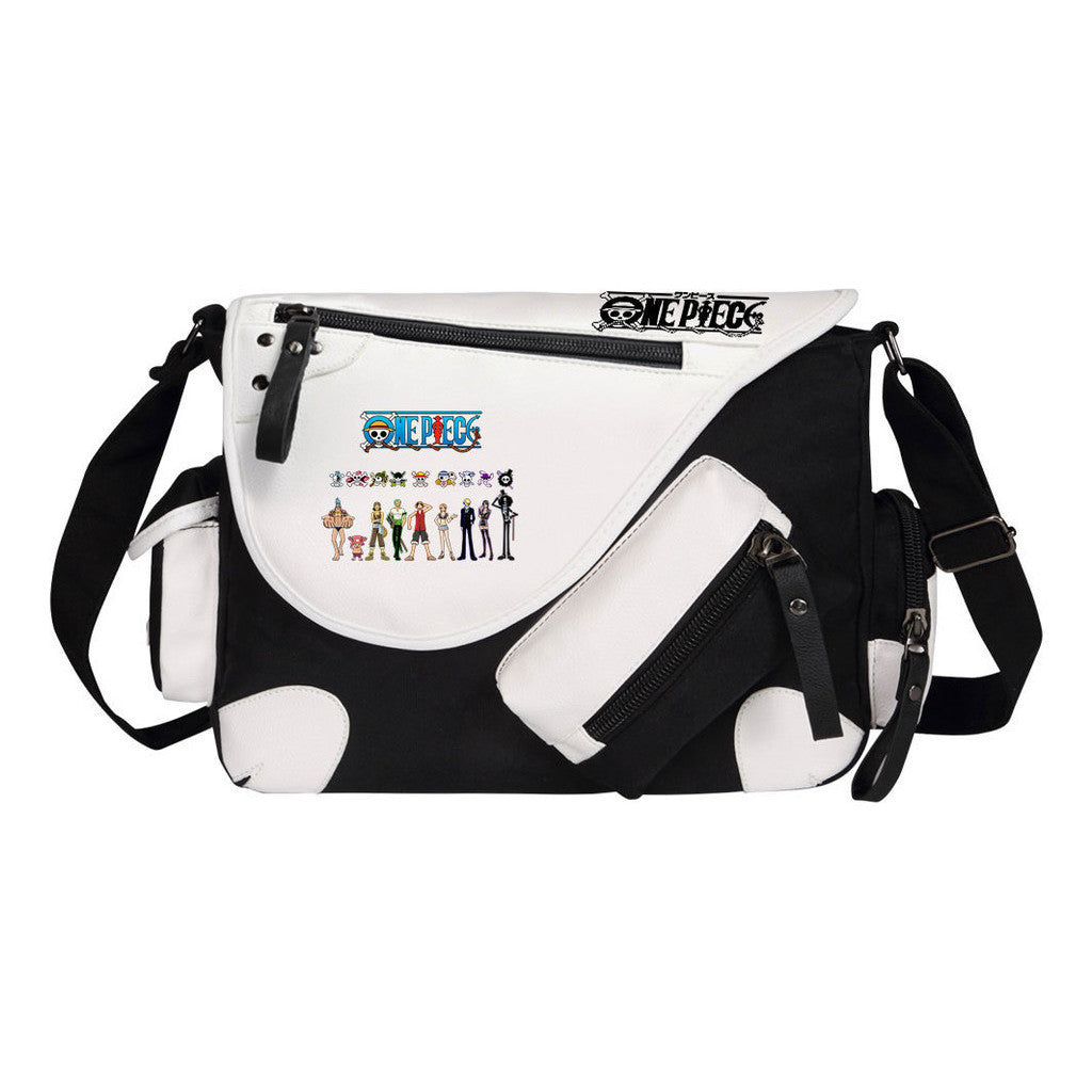 Anime One Piece Print Youth Student School Bag Canvas Single Shoulder Bag Men's And Women's Leisure Straddle Backpack