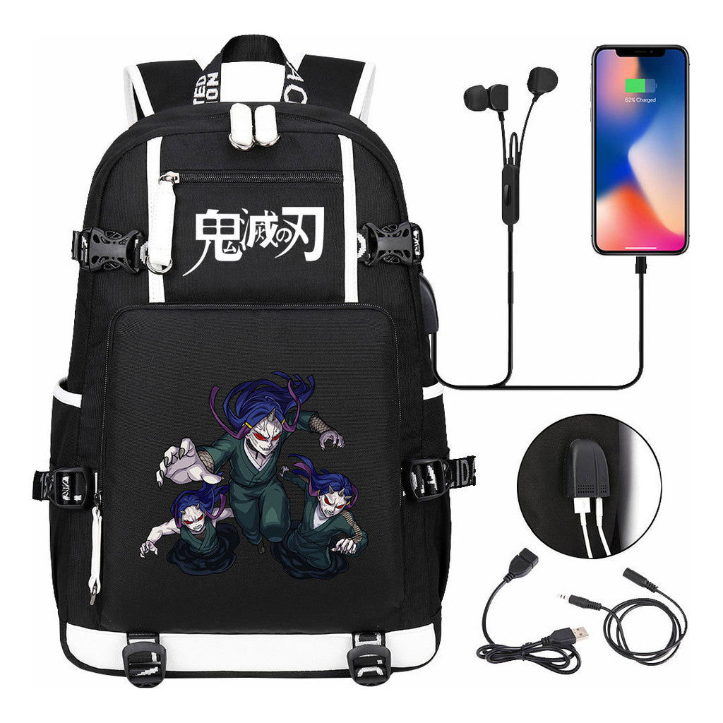 Cartoon Printed Usb Large Capacity Youth Student Backpack For Men And Women's Leisure Travel Backpack