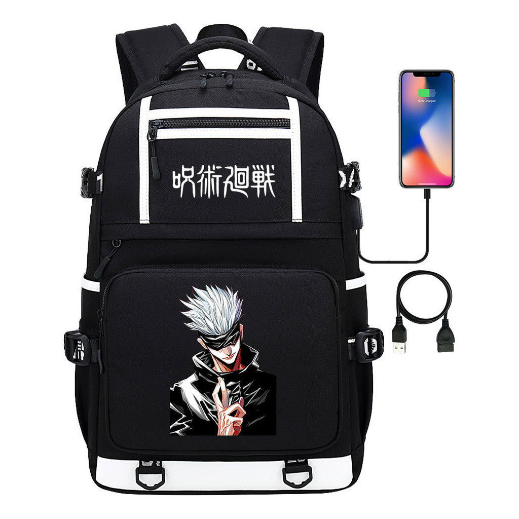 Printed Usb Youth Student School Bag Men's And Women's Backpack Leisure Travel Bag