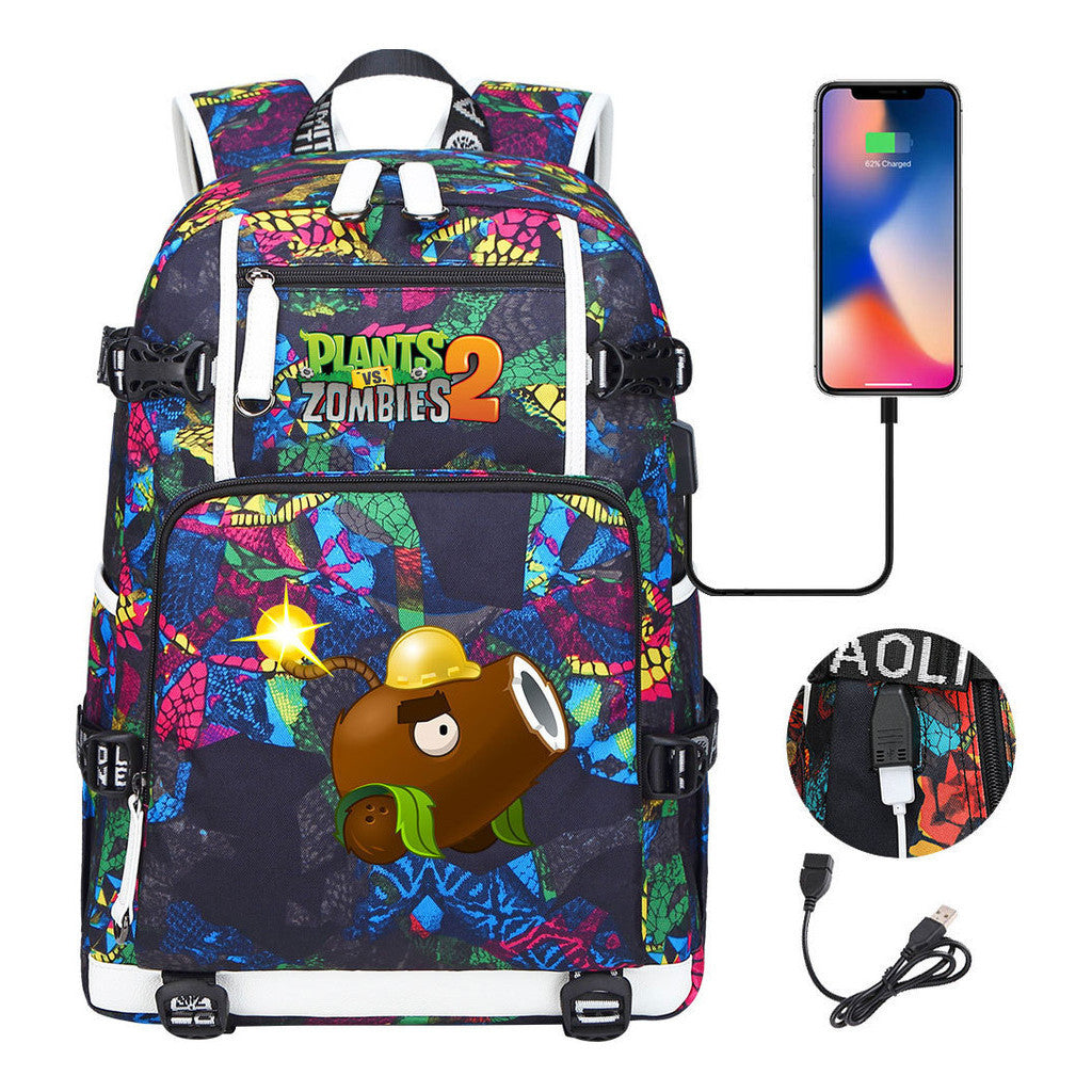 Printed Usb Youth Student Backpack For Men And Women's Leisure Travel Backpack