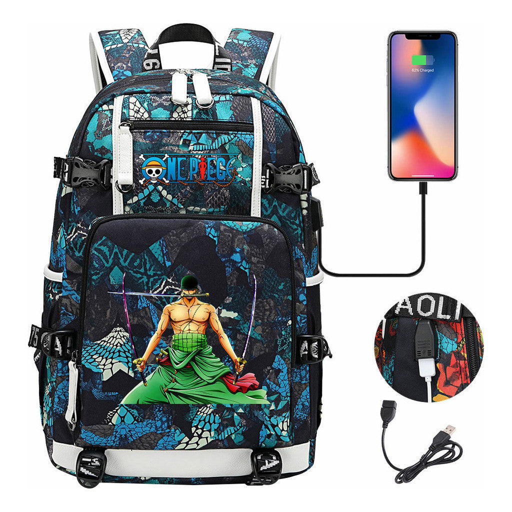 Pirate King Lufei Printed Youth Student Backpack With Large Capacity Leisure Travel Backpack