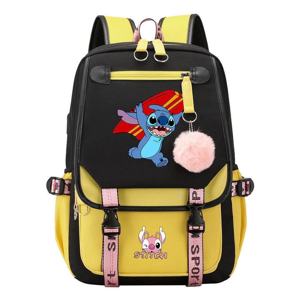 Usb Student Backpack Men's And Women's Casual Woven Strap Flip Backpack