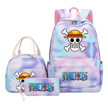 Cartoon Pirate King Student Girls School Bag Lunch Bag Three Piece Set Backpack Set