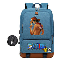 Cartoon Pirate King Print Usb Youth Backpack For Boys And Girls Leisure Travel Backpack