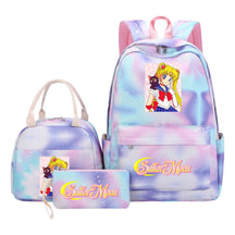 Beautiful Girl Warrior Student Schoolbag Lunch Bag Three Piece Set Backpack Cover