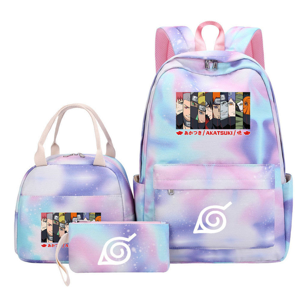 Naruto Teenage Student Girls School Bag Lunch Bag Three Piece Set Backpack Set